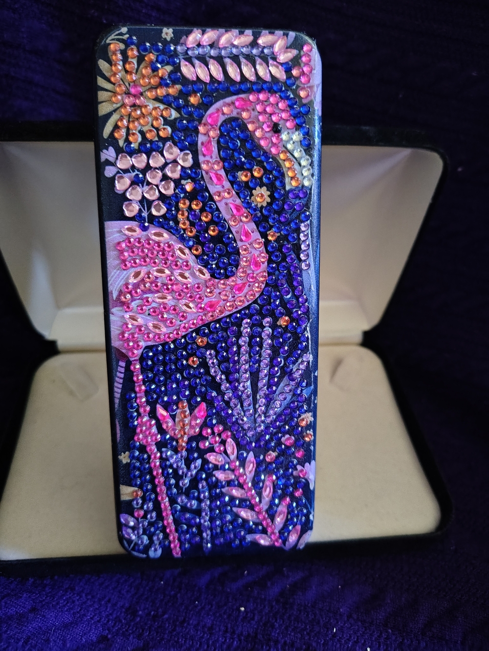 🦩😎 NEW Handmade Bedazzled Diamond Art Glasses Case -Pink Flamingo Design 🦩😎